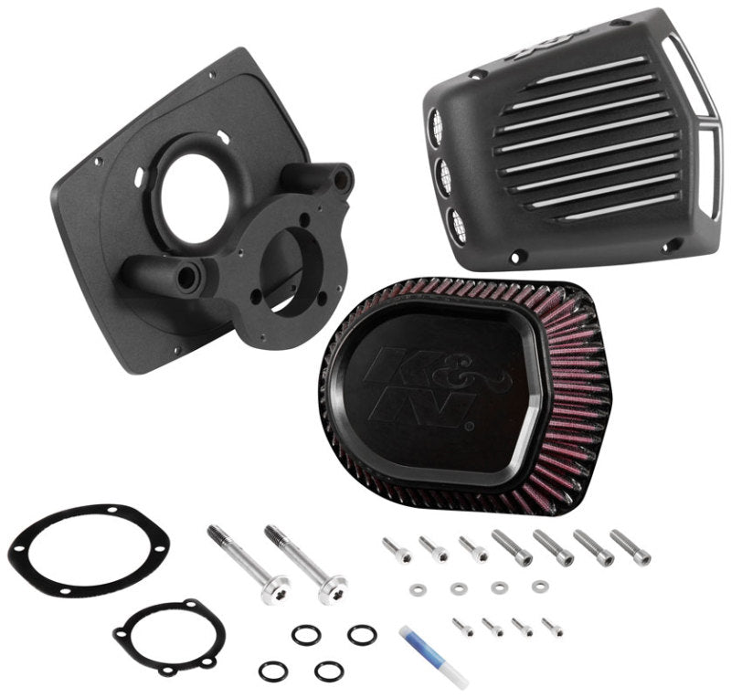 K&N Street Metal Intake System for 01-16 Harley Davidson Softail/Dyna - Shaker Black K&N Engineering Cold Air Intakes  AXOPROS