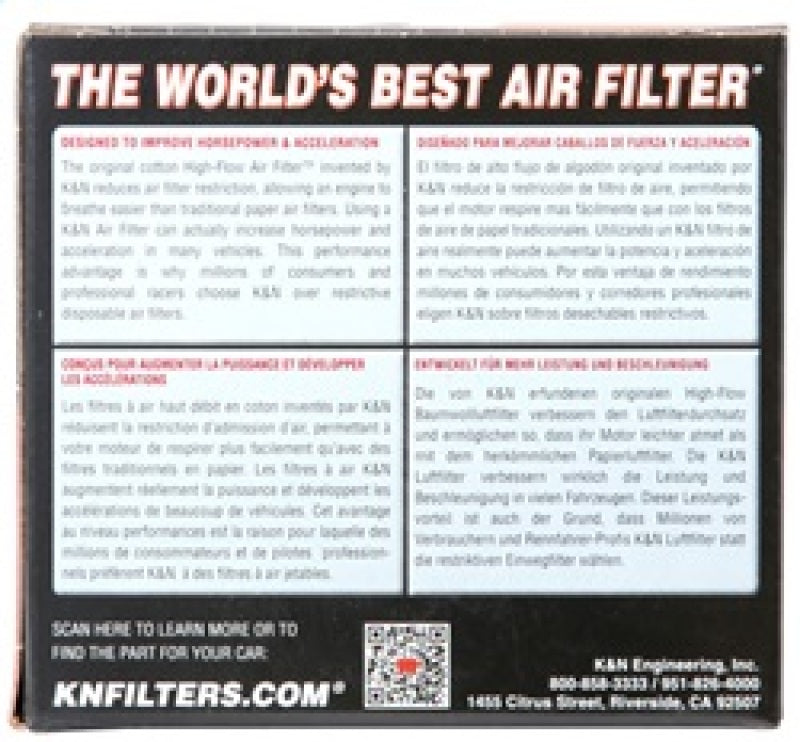 K&N Universal Air Filter - 2-7/16in Flange x 3-1/2in OD x 4in Height K&N Engineering Air Filters - Universal Fit  AXOPROS