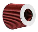 K&N Universal Air Filter Chrome Round Tapered Red - 4in Flange ID x 1.125in Flange Length x 5.5in H K&N Engineering Air Filters - Universal Fit  AXOPROS