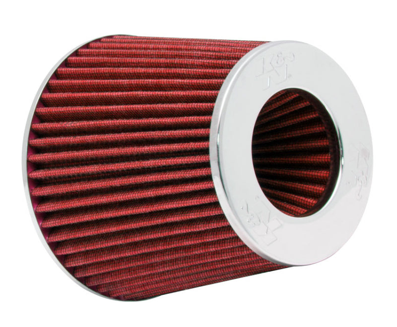 K&N Universal Air Filter Chrome Round Tapered Red - 4in Flange ID x 1.125in Flange Length x 5.5in H K&N Engineering Air Filters - Universal Fit  AXOPROS