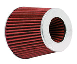 K&N Universal Air Filter Chrome Round Tapered Red - 4in Flange ID x 1.125in Flange Length x 5.5in H K&N Engineering Air Filters - Universal Fit  AXOPROS