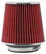 K&N Universal Air Filter Chrome Round Tapered Red - 4in Flange ID x 1.125in Flange Length x 5.5in H K&N Engineering Air Filters - Universal Fit  AXOPROS