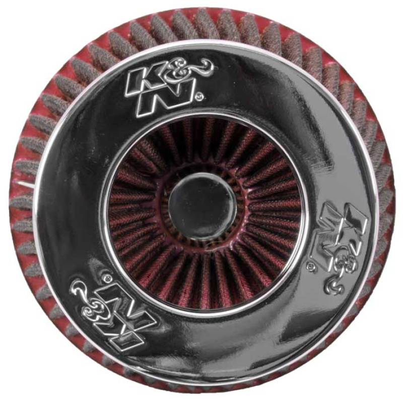 K&N Universal Air Filter Chrome Round Tapered Red - 4in Flange ID x 1.125in Flange Length x 5.5in H K&N Engineering Air Filters - Universal Fit  AXOPROS