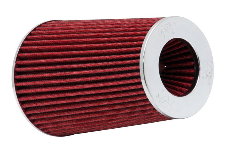 K&N Universal Air Filter Chrome Round Tapered Red -4in Flange ID x 1.125in Flange Length x 5.5in H K&N Engineering Air Filters - Universal Fit  AXOPROS