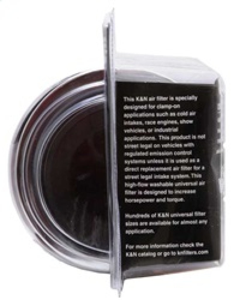 K&N Universal Air Filter Chrome Round Tapered Red - 4in Flange ID x 1.125in Flange Length x 9.5in H K&N Engineering Air Filters - Universal Fit  AXOPROS