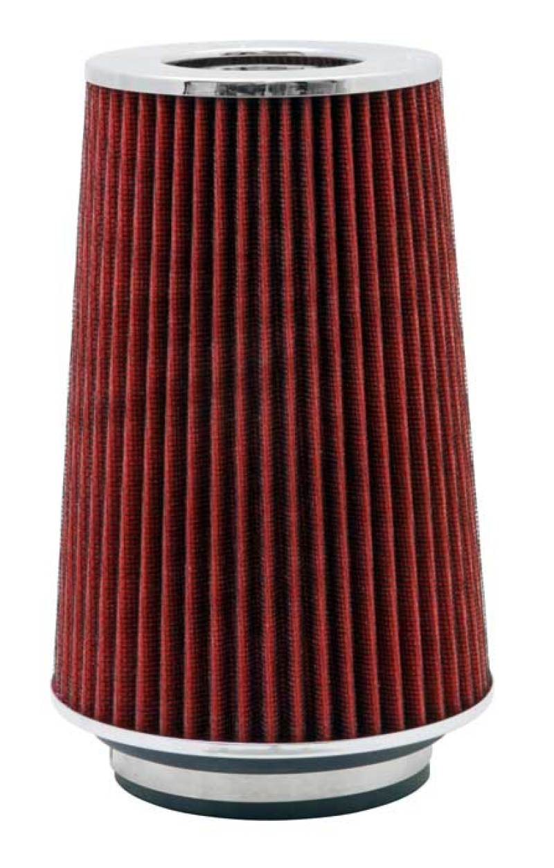 K&N Universal Air Filter Chrome Round Tapered Red - 4in Flange ID x 1.125in Flange Length x 9.5in H K&N Engineering Air Filters - Universal Fit  AXOPROS