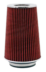 K&N Universal Air Filter Chrome Round Tapered Red - 4in Flange ID x 1.125in Flange Length x 9.5in H K&N Engineering Air Filters - Universal Fit  AXOPROS