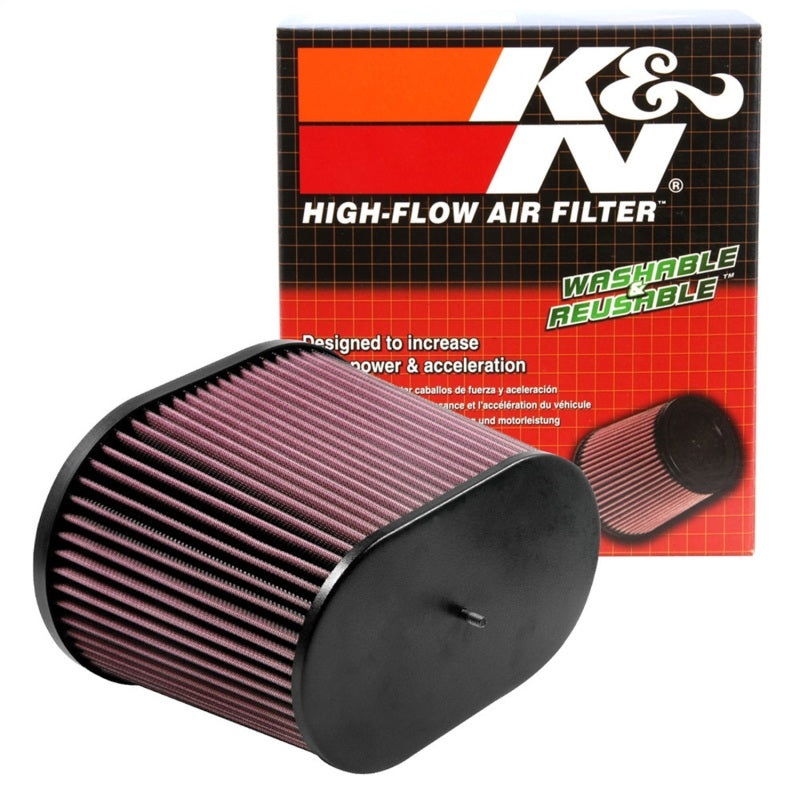 K&N Universal Air Filter - Oval Straight - 3.688in Flange ID x 10.25in Base O/S Length x 7.875in H K&N Engineering Air Filters - Universal Fit  AXOPROS