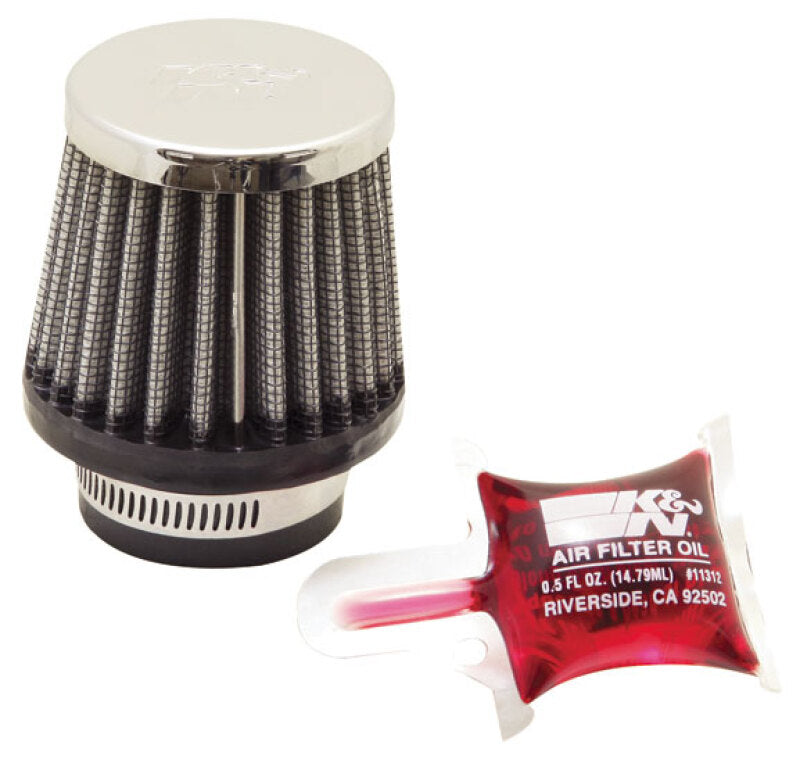 K&N Universal Chrome Filter 1 3/8 inch FLG / 2 1/2 inch Base / 2 inch Top / 2 1/4 inch Height K&N Engineering Air Filters - Universal Fit  AXOPROS