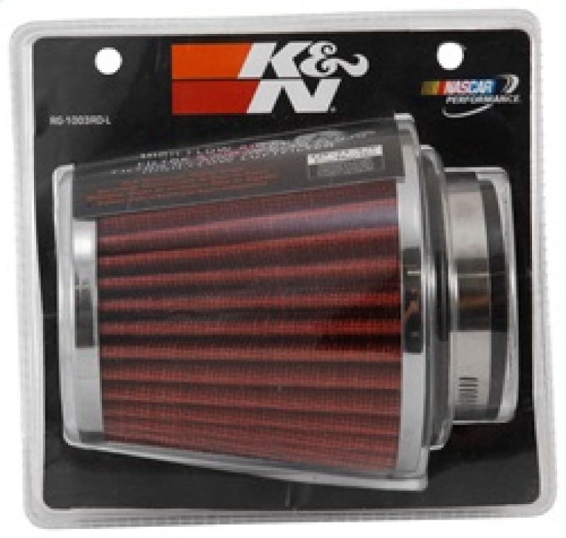 K&N Universal Chrome Filter 2 3/4in FLG / 4 1/2in Bottom / 4 1/2in Height K&N Engineering Air Filters - Universal Fit  AXOPROS