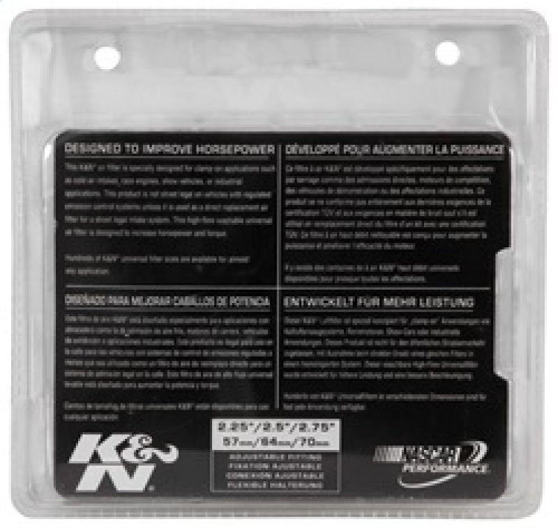 K&N Universal Chrome Filter 2 3/4in FLG / 4 1/2in Bottom / 4 1/2in Height K&N Engineering Air Filters - Universal Fit  AXOPROS
