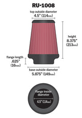 K&N Universal Clamp-On Air Filter 4-1/2in FLG / 5-7/8in B / 4-1/2in T / 8-3/8in H K&N Engineering Air Filters - Universal Fit  AXOPROS