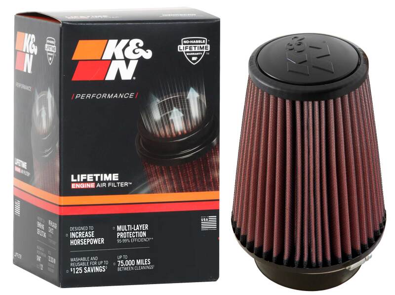 K&N Universal Clamp-On Air Filter 4in FLG / 6in B / 4in T / 7in H K&N Engineering Air Filters - Universal Fit  AXOPROS