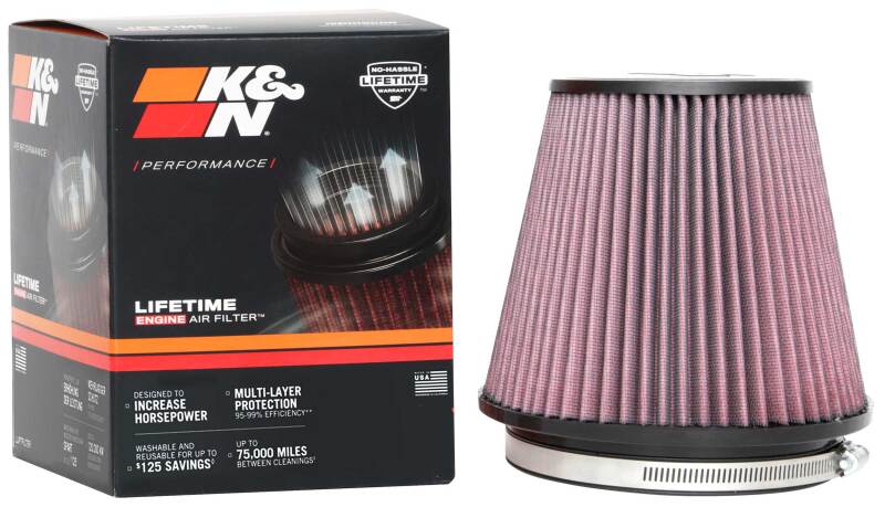 K&N Universal Clamp-On Air Filter 6in FLG / 7-1/2in B / 5in T / 6-1/2in H K&N Engineering Air Filters - Universal Fit  AXOPROS