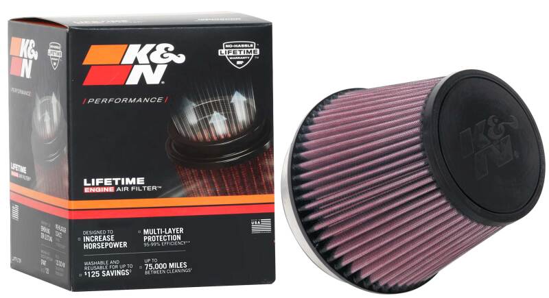 K&N Universal Clamp-On Air Filter 6in FLG / 7-1/2in B / 5in T / 6in H K&N Engineering Air Filters - Universal Fit  AXOPROS