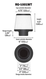 K&N Universal Filter Chrome Round Tapered White - 4in Flange ID x 1.125in Flange Length x 5.5in H K&N Engineering Air Filters - Universal Fit  AXOPROS