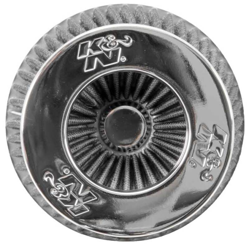 K&N Universal Filter Chrome Round Tapered White - 4in Flange ID x 1.125in Flange Length x 5.5in H K&N Engineering Air Filters - Universal Fit  AXOPROS