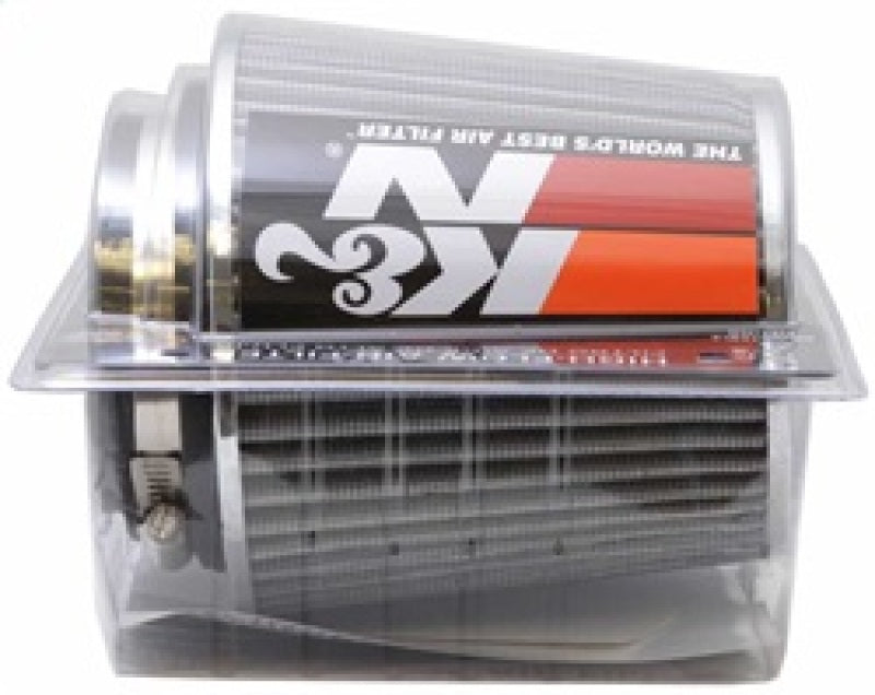 K&N Universal Filter Chrome Round Tapered White - 4in Flange ID x 1.125in Flange Length x 5.5in H K&N Engineering Air Filters - Universal Fit  AXOPROS