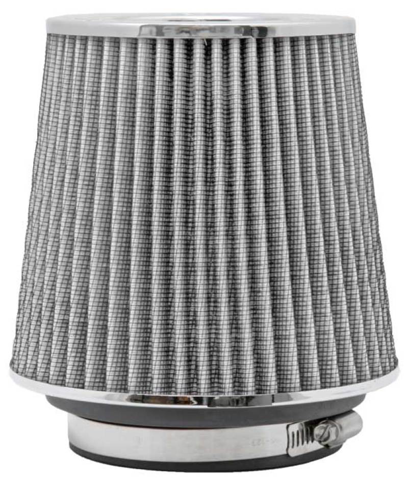 K&N Universal Filter Chrome Round Tapered White - 4in Flange ID x 1.125in Flange Length x 5.5in H K&N Engineering Air Filters - Universal Fit  AXOPROS