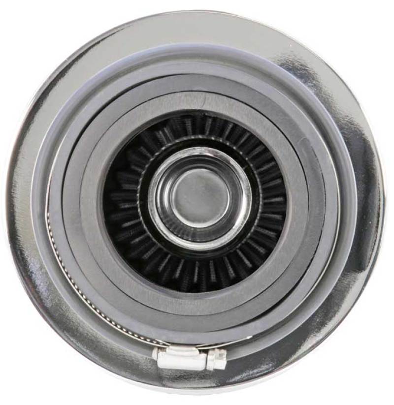 K&N Universal Filter Chrome Round Tapered White - 4in Flange ID x 1.125in Flange Length x 5.5in H K&N Engineering Air Filters - Universal Fit  AXOPROS