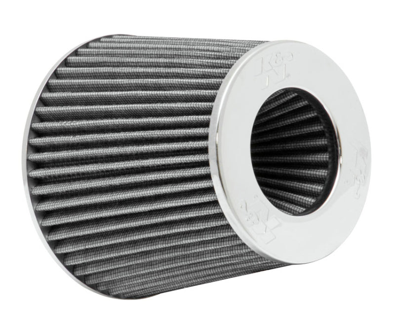 K&N Universal Filter Chrome Round Tapered White - 4in Flange ID x 1.125in Flange Length x 5.5in H K&N Engineering Air Filters - Universal Fit  AXOPROS