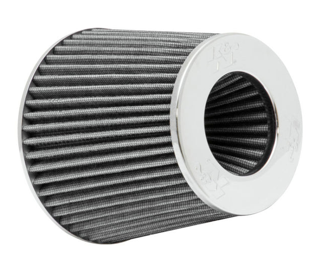 K&N Universal Filter Chrome Round Tapered White - 4in Flange ID x 1.125in Flange Length x 5.5in H K&N Engineering Air Filters - Universal Fit  AXOPROS