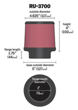 K&N Univeral Rubber Filter Round Tapered 4.625in Top OD x 5in Base OD x 4in H K&N Engineering Air Filters - Universal Fit  AXOPROS