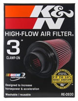 K&N Universal Rubber Filter - Round Tapered 6in Base OD x 3in Flange ID x 6in H K&N Engineering Air Filters - Universal Fit  AXOPROS