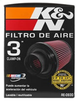 K&N Universal Rubber Filter - Round Tapered 6in Base OD x 3in Flange ID x 6in H K&N Engineering Air Filters - Universal Fit  AXOPROS