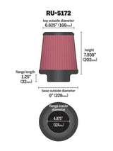K&N Universal Rubber Filter-Round Tprd 4.875in Flange ID x 9in Base OD x 6.625in Top OD x 7.938in H K&N Engineering Air Filters - Universal Fit  AXOPROS