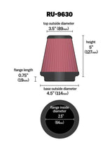K&N Universal Tapered Filter 2.5in Flange ID x 4.5in Base OD x 3.5in Top OD x 5in Height K&N Engineering Air Filters - Universal Fit  AXOPROS