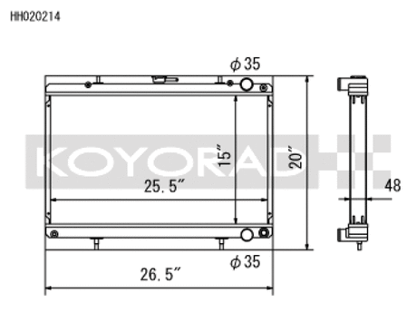 Koyo Nissan 89-93 Skyline GT-R/GT-S 2.6L (t)/88-94 Cefiro 2.0L (t)/89-93 Laurel 2.0L (t) Radiator Koyo Radiators  AXOPROS