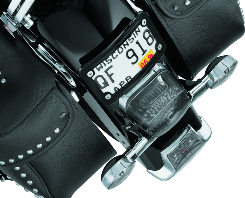 Kuryakyn Curved Laydown License Plate Frame Gloss Black Kuryakyn License Frame  AXOPROS