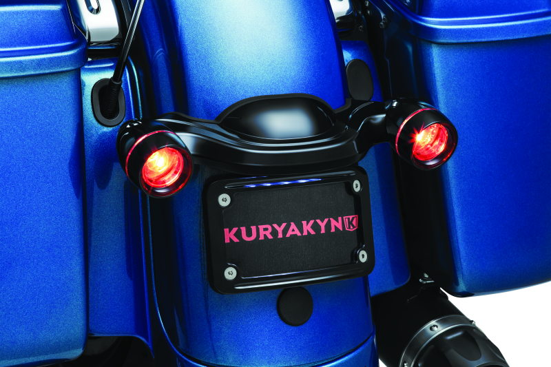Kuryakyn Curved License Plate Mount Black Kuryakyn License Plate Relocation  AXOPROS