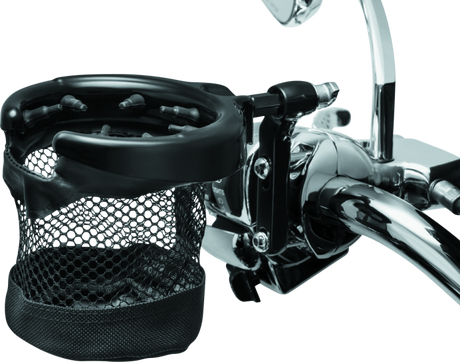 Kuryakyn Drink Holder With Basket Perch Mount Gloss Black Kuryakyn Cup Holders  AXOPROS