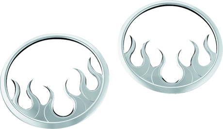 Kuryakyn Flame Speaker Grills For 14-Up Touring Models Chrome Kuryakyn Exterior Trim  AXOPROS