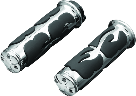 Kuryakyn ISO  Flame Grips  Dual Cable Chrome Kuryakyn Grips  AXOPROS