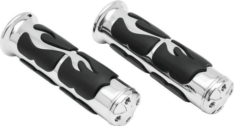 Kuryakyn ISO Flame Grips Metric Universal 1inch Chrome Kuryakyn Grips  AXOPROS