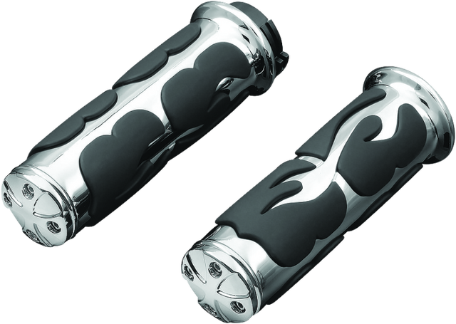 Kuryakyn ISO Flame Grips Throttle-By-Wire Chrome Kuryakyn Grips  AXOPROS