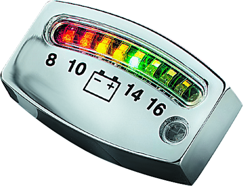 Kuryakyn LED Battery Gauge Universal Chrome Kuryakyn Gauges  AXOPROS