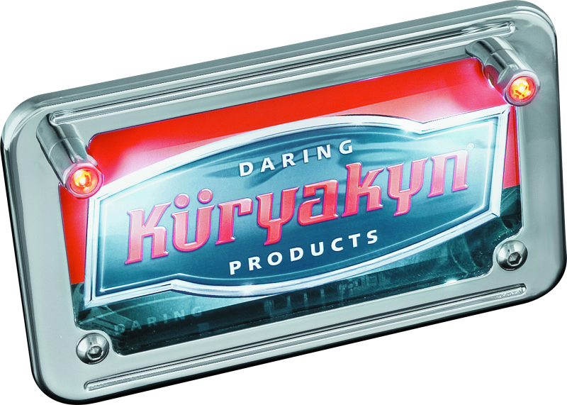 Kuryakyn LED License Plate Light With Red Accent Light Universal Chrome Kuryakyn Light Bars & Cubes  AXOPROS