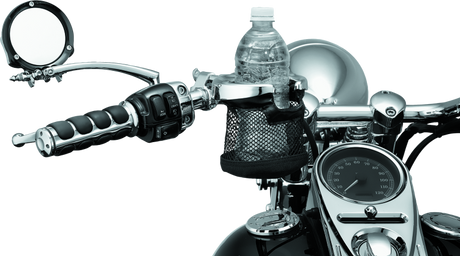 Kuryakyn Mesh Basket Universal Drink Holder 1in Clamp Chrome Kuryakyn Cup Holders  AXOPROS