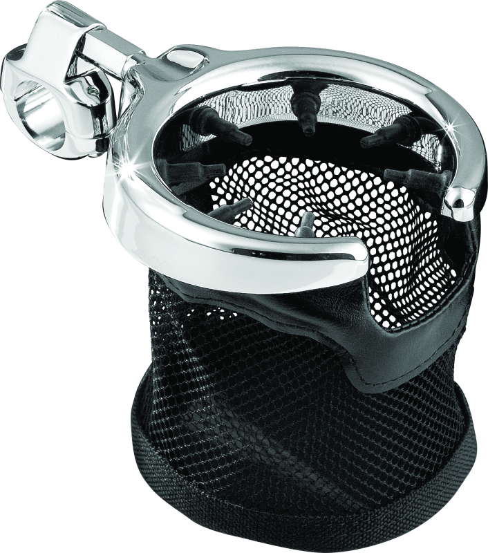 Kuryakyn Mesh Basket Universal Drink Holder 1in Clamp Chrome Kuryakyn Cup Holders  AXOPROS