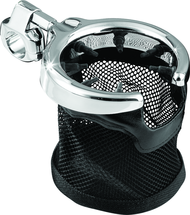 Kuryakyn Mesh Basket Universal Drink Holder 1in Clamp Chrome Kuryakyn Cup Holders  AXOPROS