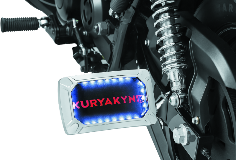 Kuryakyn Nova Curved Horizontal Mount Side License Plate Holder Chrome Kuryakyn License Plate Relocation  AXOPROS