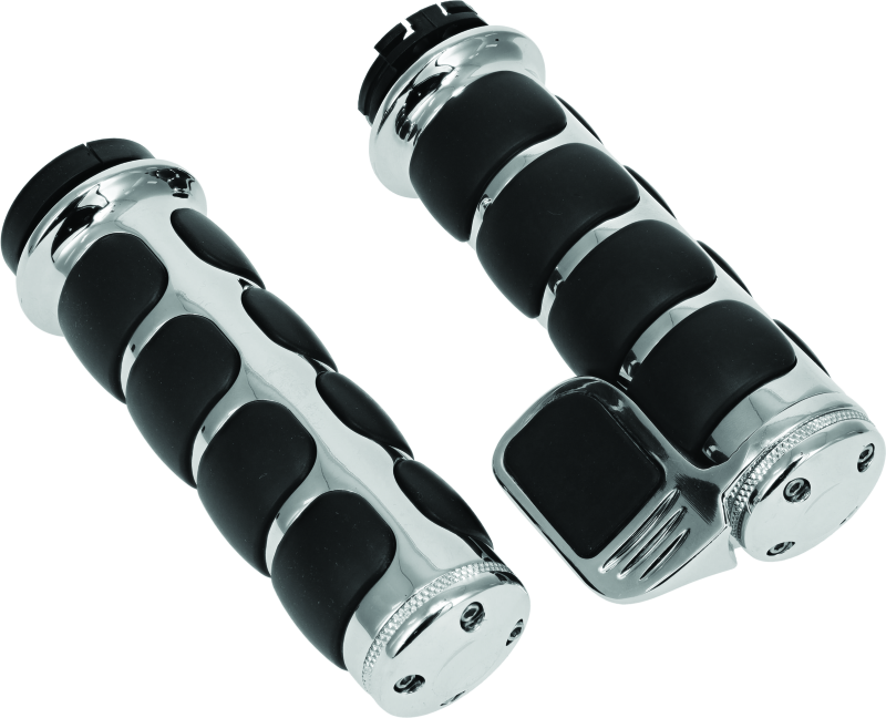 Kuryakyn Premium ISO Grip With Throttle Boss Dual Cable Chrome Kuryakyn Grips  AXOPROS