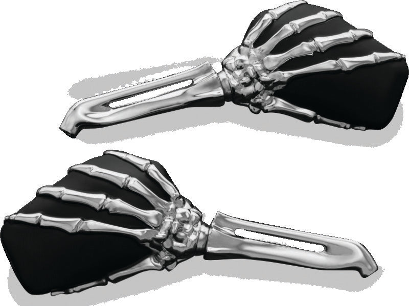 Kuryakyn Skeleton Hand Mirrors Chrome/Black Kuryakyn Rear View Mirrors  AXOPROS