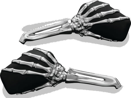 Kuryakyn Skeleton Hand Mirrors Chrome/Black Kuryakyn Rear View Mirrors  AXOPROS