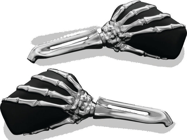Kuryakyn Skeleton Hand Mirrors Chrome/Black Kuryakyn Rear View Mirrors  AXOPROS