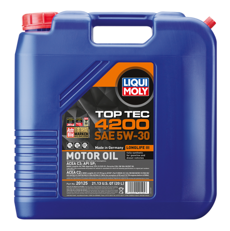 LIQUI MOLY 20L Top Tec 4200 New Generation Motor Oil SAE 5W30 LIQUI MOLY Motor Oils  AXOPROS